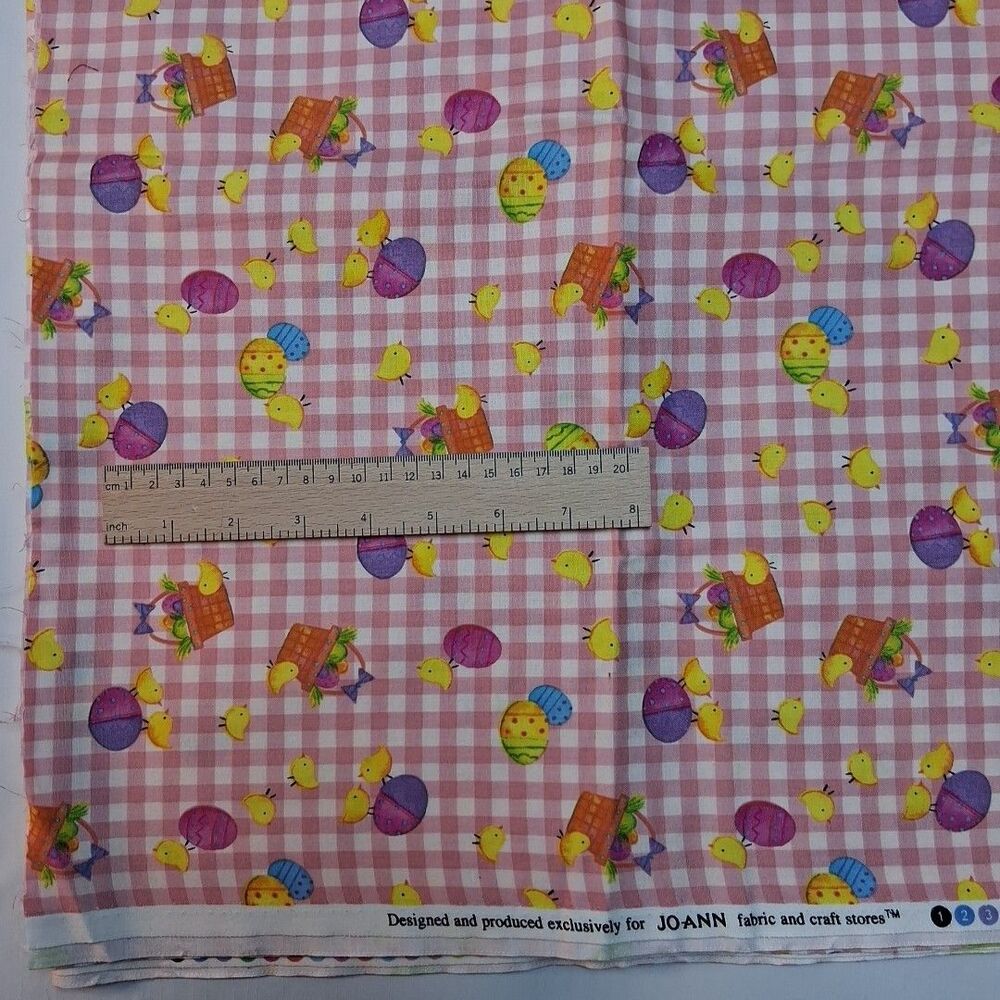 JOANN Pink w/ White Chics Print EASTER Fabric Sewing Quilting 42" x 72" 2yds